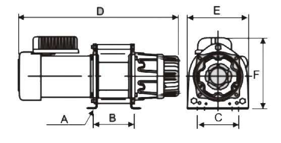 Установочные размеры электрической лебедки KDJ-300E1