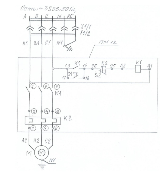 Электрическая схема к шлифовальной машине МИСОМ СО-300